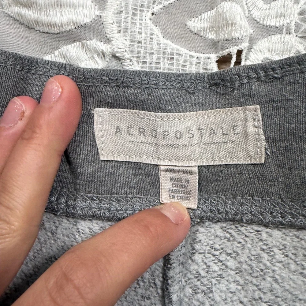RARE Y2K Aeropostale Womens Gray 87 Varsity Sweat Shorts Low Rise Lounge Mini 2X
